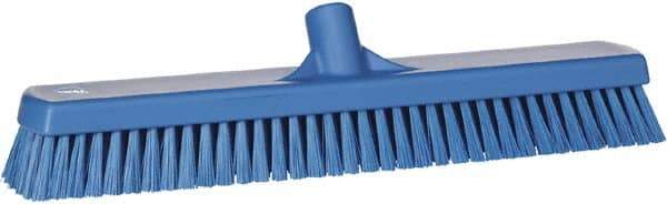 Vikan - 1.8" Bristle Length, Polyester Scrub Brush - 18" Long x 2-1/2" Wide Head, 19" OAL, European Threaded Handle, Blue, Polypropylene Block - All Tool & Supply