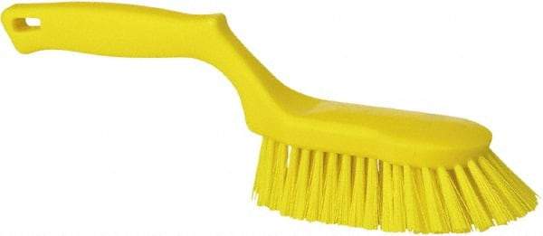 Vikan - 1-1/2" Bristle Length, Polyester Scrub Brush - 5-5/8" Long x 5" Wide Head, 13-1/2" OAL, Yellow, Polypropylene Block - All Tool & Supply