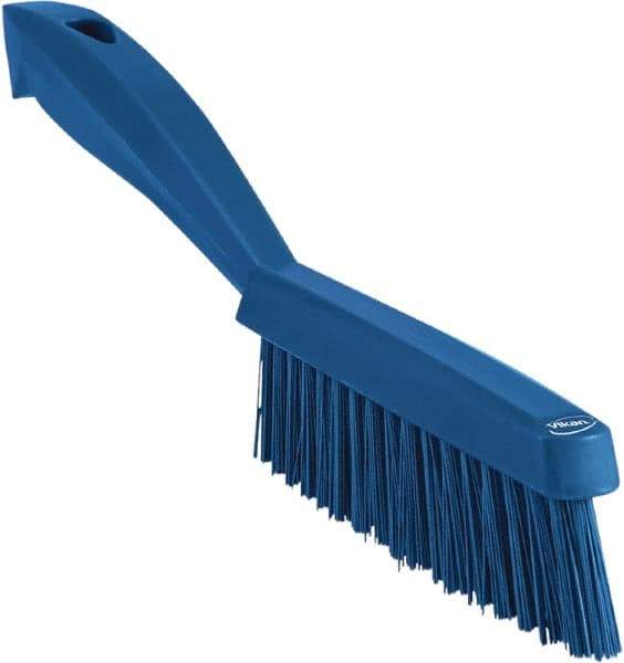 Vikan - 1.3" Bristle Length, Polyester Scrub Brush - 5-7/8" Long x 0.8" Wide Head, 11.2" OAL, Blue, Polypropylene Block - All Tool & Supply