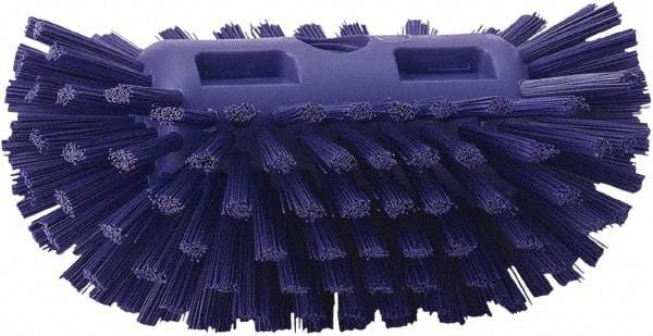 Vikan - 1-1/2" Bristle Length, Polyester Utility Scrub Brush - 5-1/2" Wide Head, 8" OAL, European Threaded Handle, Purple, Polypropylene Block - All Tool & Supply