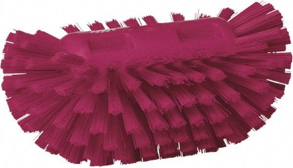 Vikan - 1-1/2" Bristle Length, Polyester Utility Scrub Brush - 5-1/2" Wide Head, 8" OAL, European Threaded Handle, Pink, Polypropylene Block - All Tool & Supply