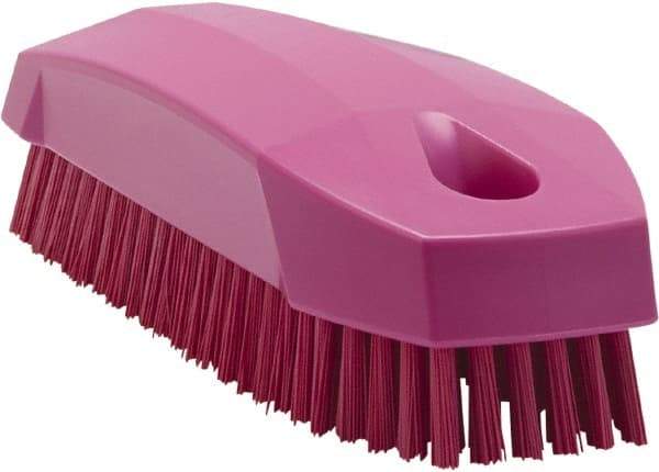 Vikan - 0.7" Bristle Length, Polyester Scrub Brush - 1-1/2" Wide Head, 4-1/2" OAL, Pink, Polypropylene Block - All Tool & Supply