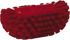 Vikan - 1-1/2" Bristle Length, Polyester Utility Scrub Brush - 5-1/2" Wide Head, 8" OAL, European Threaded Handle, Red, Polypropylene Block - All Tool & Supply