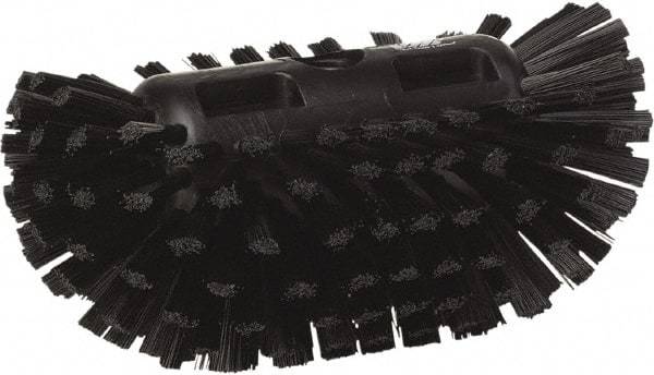 Vikan - 1-1/2" Bristle Length, Polyester Utility Scrub Brush - 5-1/2" Wide Head, 8" OAL, European Threaded Handle, Black, Polypropylene Block - All Tool & Supply