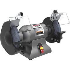 Jet - 8" Wheel Diam x 1" Wheel Width, 1 hp Grinder - 0.63" Arbor Hole Diam, 1 Phase, 3,450 Max RPM, 115 Volts - All Tool & Supply