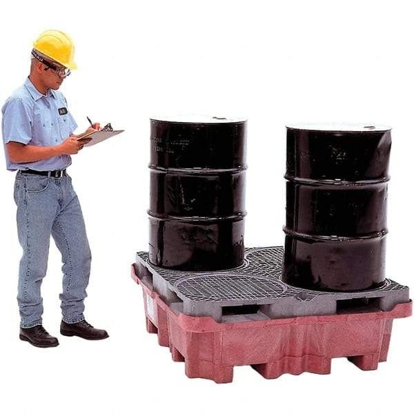 UltraTech - 85 Gal Sump, 6,500 Lb Capacity, 4 Drum, Polyethylene Ultra-Spill King w/Drum Pallet, No Drain - 51" Long x 51" Wide x 17-1/2" High, 2x2 Drum Configuration - All Tool & Supply