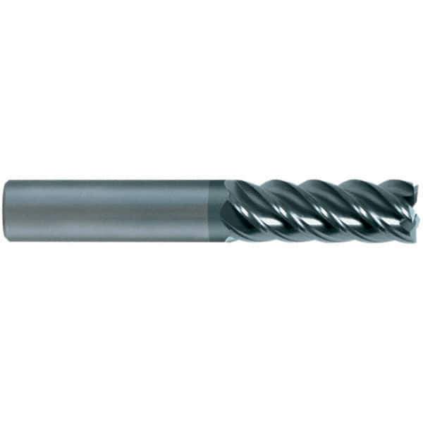 SGS - 12mm, 5 Flute, Single End, Solid Carbide, 0.0787" Corner Radius End Mill - 75mm OAL, 45° Helix, 25mm LOC, Right Hand Cut - All Tool & Supply