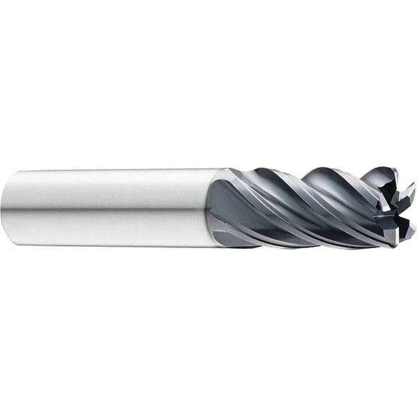 SGS - 3/8", 5 Flute, Single End, Solid Carbide, 0.03" Corner Radius End Mill - 2-1/2" OAL, 37° Helix, 3/8" LOC, Right Hand Cut - All Tool & Supply