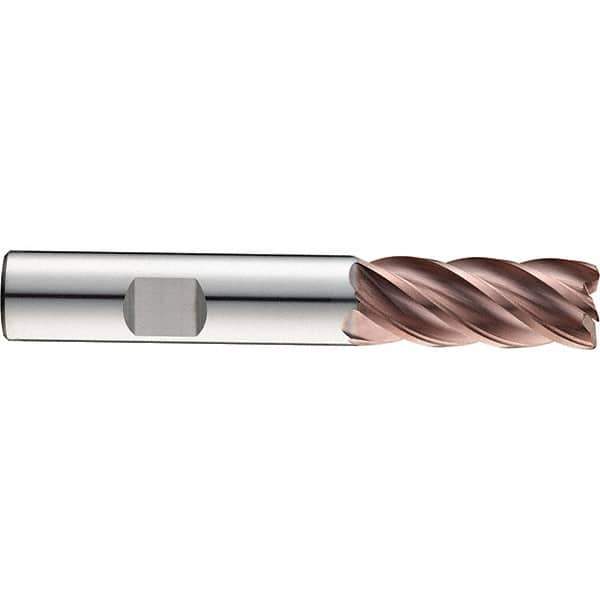 SGS - 1/2", 1" LOC, 1/2" Shank Diam, 3-1/4" OAL, 5 Flute, Solid Carbide Square End Mill - Single End, Ti-NAMITE-M Finish, Spiral Flute, 37° Helix, Centercutting, Right Hand Cut, Right Hand Flute, Series Z5S - All Tool & Supply