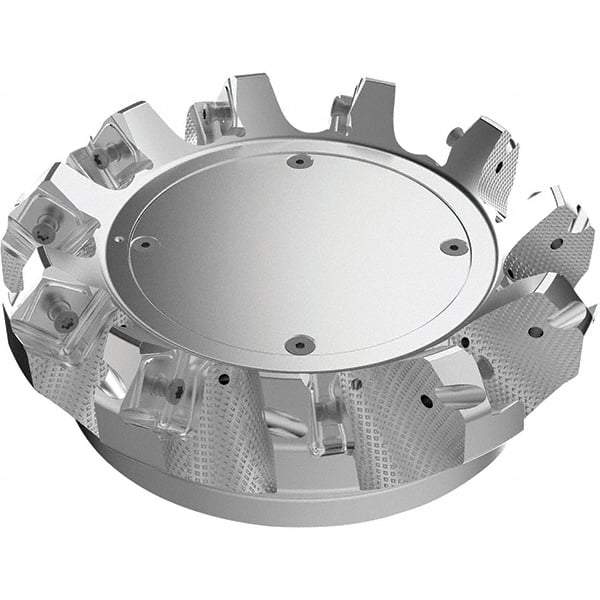 Seco - 4.92" Cut Diam, 1-1/2" Arbor Hole, 9mm Max Depth of Cut, 48° Indexable Chamfer & Angle Face Mill - 8 Inserts, Right Hand Cut, 8 Flutes, Through Coolant, Series R220.54 - All Tool & Supply