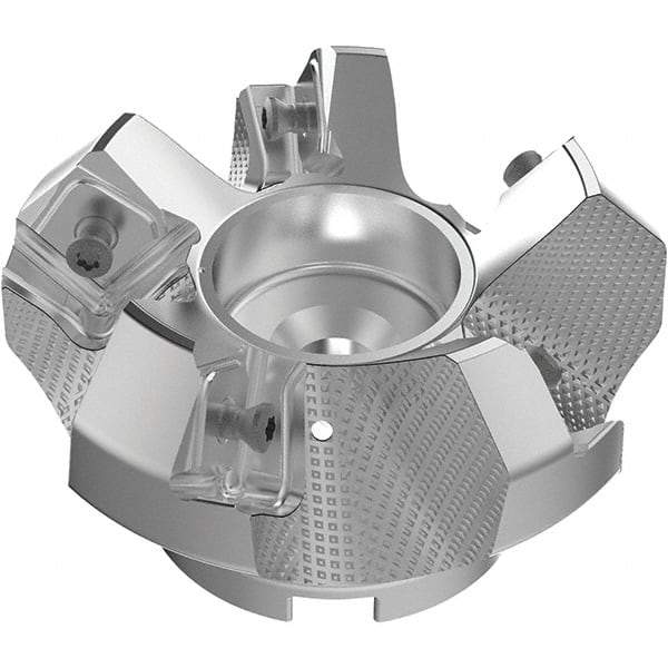 Seco - 80mm Cut Diam, 27mm Arbor Hole, 9mm Max Depth of Cut, 48° Indexable Chamfer & Angle Face Mill - 5 Inserts, 63 Insert, Right Hand Cut, 5 Flutes, Through Coolant, Series R220.54 - All Tool & Supply