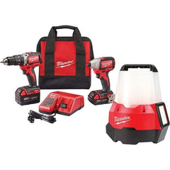 Milwaukee Tool - 18 Volt Cordless Tool Combination Kit - Includes 1/2" Brushless Hammer Drill/Driver & Brushless 1/4" Impact Driver, Lithium-Ion Battery Included - All Tool & Supply