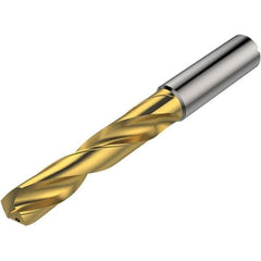 Seco - 5.1mm 140° Solid Carbide Jobber Drill - TiAlN/TiN Finish, Right Hand Cut, Spiral Flute, Round Shank, 82mm OAL - All Tool & Supply