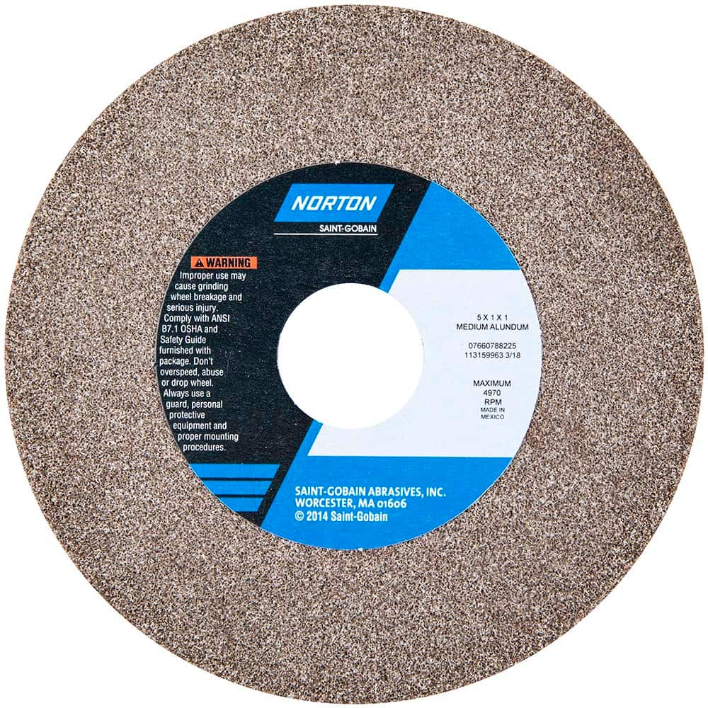 Norton - Bench & Pedestal Grinding Wheels Wheel Diameter (Inch): 5 Hole Size (Inch): 1 - All Tool & Supply