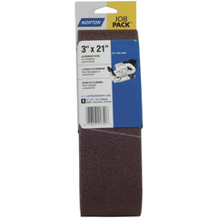 Norton - 3" Wide x 21" OAL, 220 Grit, Aluminum Oxide Abrasive Belt - All Tool & Supply