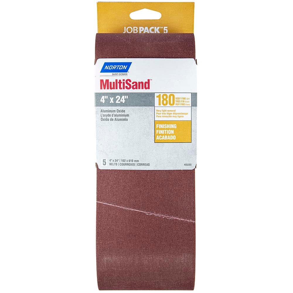 Norton - 4" Wide x 24" OAL, 180 Grit, Aluminum Oxide Abrasive Belt - All Tool & Supply