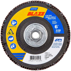 Norton - 6" 60 Grit 5/8-11 Center Hole Type 27 Ceramic Alumina Flap Disc - Exact Industrial Supply