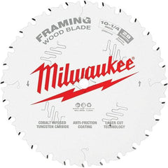 Milwaukee Tool - 10-1/4" Diam, 5/8" Arbor Hole Diam, 28 Tooth Wet & Dry Cut Saw Blade - Tungsten Carbide-Tipped, Framing Action, Standard Round Arbor - All Tool & Supply