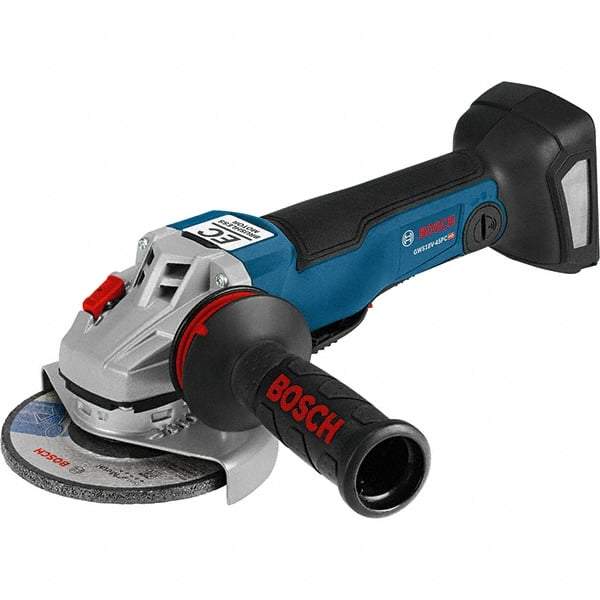 Bosch - 4-1/2" Wheel Diam, 9,000 RPM, Cordless Angle & Disc Grinder - 5/8-11 Spindle, 18 Volts, 6.3 Amps - All Tool & Supply