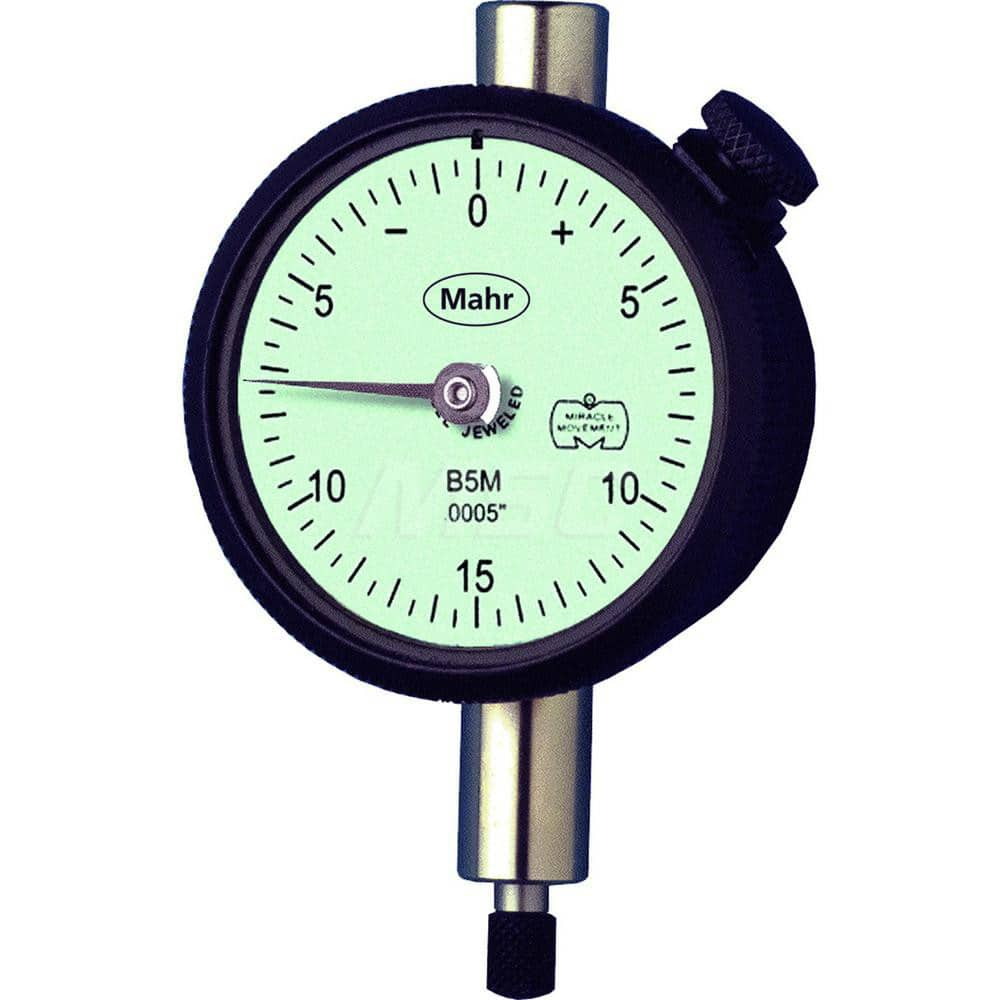 Mahr - Dial Drop Indicators; Maximum Measurement (Inch): 0.0005 ; Maximum Measurement (mm): 0.01 ; Dial Graduation (mm): 0.0100 ; Dial Graduation (Decimal Inch): 0.000500 ; Dial Reading: 0-50 ; Dial Diameter (mm): 43.81 - Exact Industrial Supply