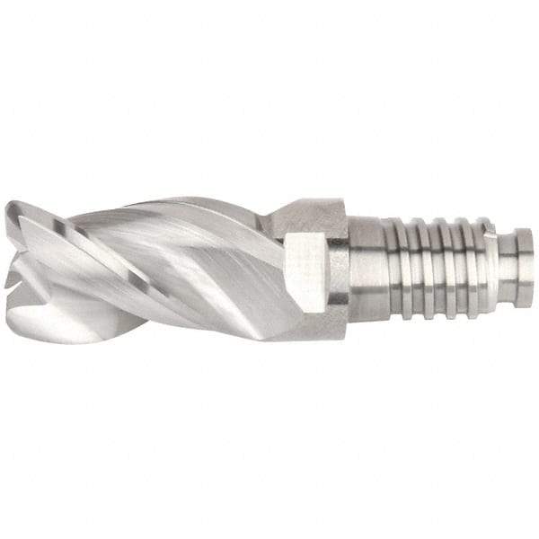 Kennametal - 20" Diam, 30mm LOC, 3 Flute 5mm Corner Radius End Mill Head - Solid Carbide, Uncoated, Duo-Lock 20 Connection, Spiral Flute, 38° Helix, Centercutting - All Tool & Supply