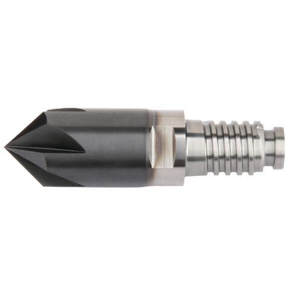 Kennametal - 10mm Diam, 2mm LOC, 4mm Chamfer Width, 4 Flute 60° Corner Chamfer - Solid Carbide, AlTiN Finish, Duo-Lock 10 Connection, Spiral Flute, 0° Helix - All Tool & Supply