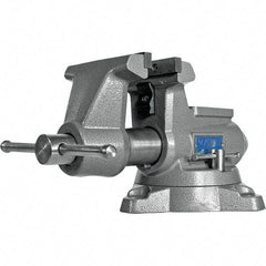 Wilton - 5-1/2" Jaw Width, 5" Opening Capacity, 3-5/8" Throat Depth, Iron Swivel Bench Vise - Double Lockdown Base Attachment, Anvil, 17-45/64" Long x 10-39/64" Wide x 8-13/32" High - All Tool & Supply