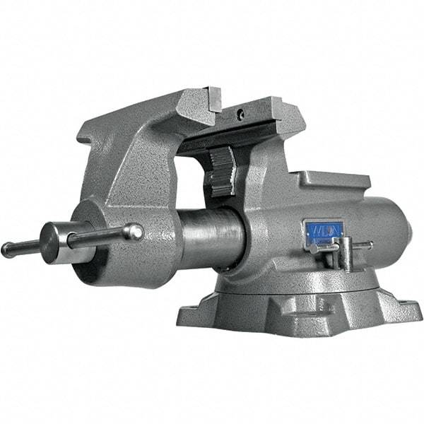 Wilton - 8-1/2" Jaw Width, 8-1/2" Opening Capacity, 4-1/2" Throat Depth, Iron Swivel Bench Vise - Double Lockdown Base Attachment, Anvil, 23-39/64" Long x 12-39/64" Wide x 10-19/64" High - All Tool & Supply