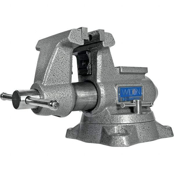 Wilton - 4-1/2" Jaw Width, 4" Opening Capacity, 3-1/2" Throat Depth, Iron Swivel Bench Vise - Double Lockdown Base Attachment, Anvil, 15-13/32" Long x 9-13/32" Wide x 8" High - All Tool & Supply