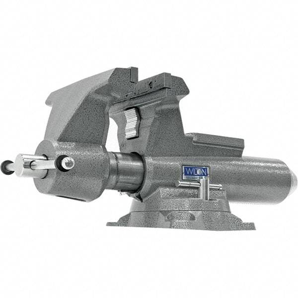 Wilton - 10" Jaw Width, 12" Opening Capacity, 5-1/4" Throat Depth, Iron Swivel Bench Vise - Double Lockdown Base Attachment, Anvil, 28-45/64" Long x 12-39/64" Wide x 11-51/64" High - All Tool & Supply