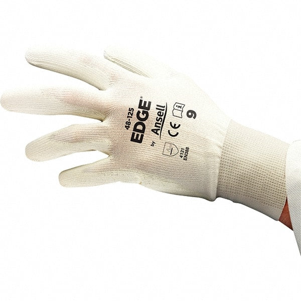 Ansell - Size XL (10), ANSI Abrasion Lvl 4, Polyurethane Coated Palm, Polyester Lining, Knit Wrist, White, Paired - All Tool & Supply