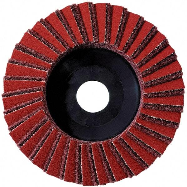 Metabo - 60 Grit, 5" Disc Diam, 7/8" Center Hole, Type 29 Aluminum Oxide Flap Disc - 12,225 Max RPM, Fiberglass Backing, Arbor Attaching System, Coated & Non-Woven Combo - All Tool & Supply