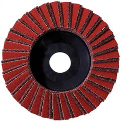 Metabo - 60 Grit, 5" Disc Diam, 7/8" Center Hole, Type 29 Aluminum Oxide Flap Disc - 12,225 Max RPM, Fiberglass Backing, Arbor Attaching System, Coated & Non-Woven Combo - All Tool & Supply