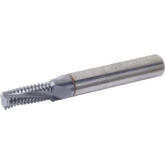 Vargus - 1/4-18 NPT, 9.4mm Cutting Diam, 4 Flute, Solid Carbide Helical Flute Thread Mill - Internal/External Thread, 14.1mm LOC, 73mm OAL, 10mm Shank Diam - All Tool & Supply