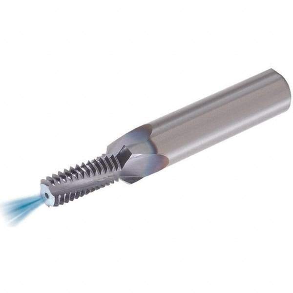 Vargus - M12x1.00 ISO, 10.7mm Cutting Diam, 4 Flute, Solid Carbide Helical Flute Thread Mill - Internal Thread, 24.5mm LOC, 92mm OAL, 14mm Shank Diam - Exact Industrial Supply