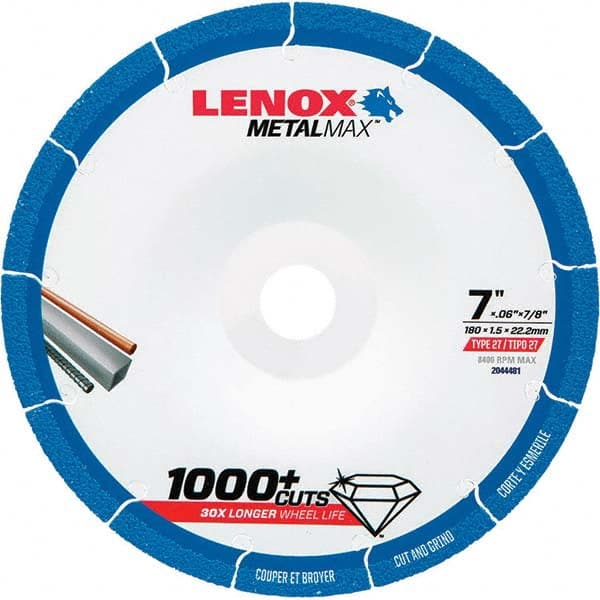 Lenox - Depressed-Center Wheels Wheel Diameter (Inch): 7 Wheel Thickness (Decimal Inch): 0.0600 - All Tool & Supply