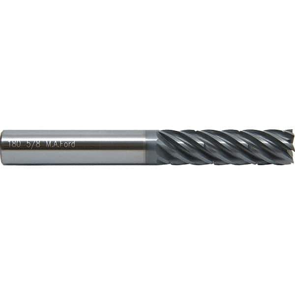 M.A. Ford - 3/8", 7 Flute, Single End, Solid Carbide, 0.03" Corner Radius End Mill - 4" OAL, 38° Helix, Right Hand Flute, 1-1/2" LOC, Right Hand Cut - All Tool & Supply