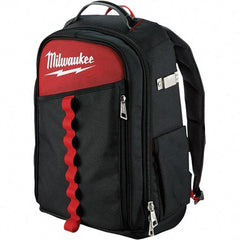 Milwaukee Tool - 22 Pocket Black & Red Ballistic Nylon Backpack Tool Bag - 11" Wide x 7-7/8" Deep x 19-5/8" High - All Tool & Supply