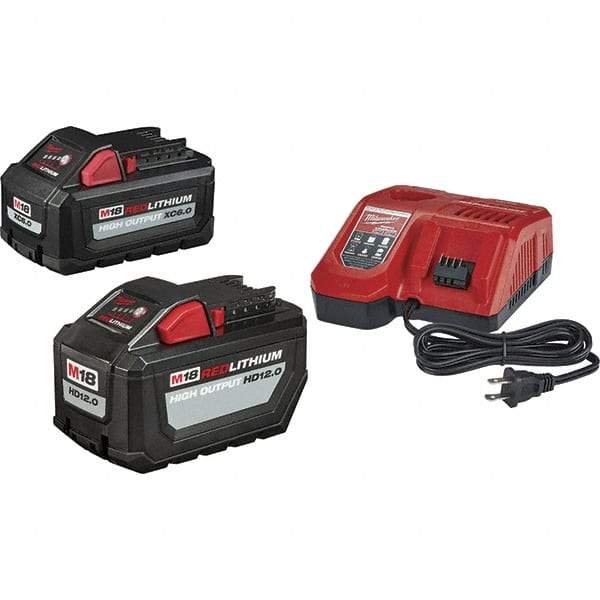 Milwaukee Tool - 18 Volt, 2 Battery Lithium-Ion Power Tool Charger - AC Wall Outlet Power Source, Batteries Included - All Tool & Supply