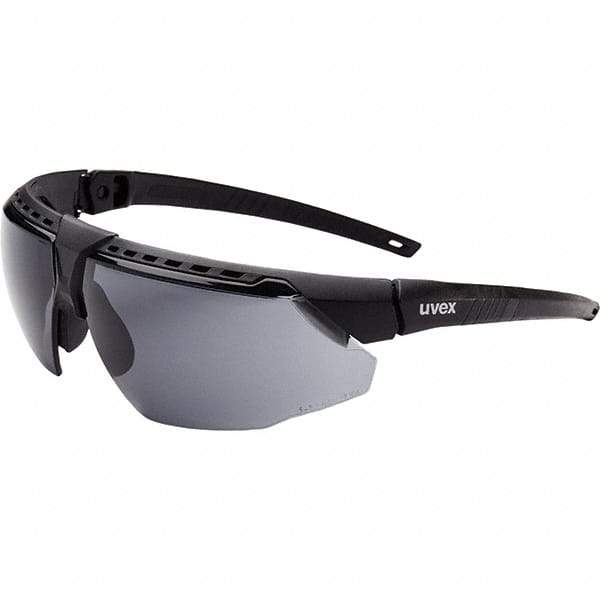 Uvex - Gray Lenses, Framed Safety Glasses - Anti-Fog, Black Frame, Adjustable Temples, Size Universal, Wrap Around - All Tool & Supply