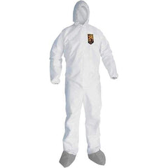 KleenGuard - Size XL Microporous Film Laminate General Purpose Coveralls - White, Zipper Closure, Elastic Cuffs, with Boots, Serged Seams - All Tool & Supply