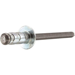 STANLEY Engineered Fastening - Size 4 Dome Head Aluminum Open End Blind Rivet - Aluminum Mandrel, 0.157" to 0.312" Grip, 1/8" Head Diam, 0.129" to 0.142" Hole Diam, 0.078" Body Diam - All Tool & Supply