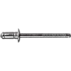 STANLEY Engineered Fastening - Size 6 Dome Head Steel Open End Blind Rivet - Steel Mandrel, 0.1378" to 0.2362" Grip, 3/16" Head Diam, 0.1929" to 0.2008" Hole Diam, 3.2" Body Diam - All Tool & Supply