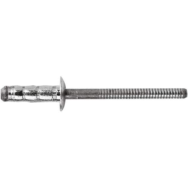 STANLEY Engineered Fastening - Size 6 Dome Head Steel Multi Grip Blind Rivet - Steel Mandrel, 1/4" to 1/2" Grip, 3/16" Head Diam, 0.1921" to 0.1961" Hole Diam, 3" Body Diam - All Tool & Supply