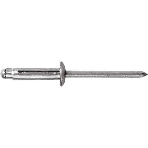 STANLEY Engineered Fastening - Size 6 Large Flange Head Aluminum Open End Blind Rivet - Aluminum Mandrel, 0.04" to 0.354" Grip, 3/16" Head Diam, 0.197" to 0.207" Hole Diam, 0.197" Body Diam - All Tool & Supply