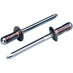 STANLEY Engineered Fastening - Size 6 Large Flange Head Aluminum Open End Blind Rivet - Steel Mandrel, 0.063" to 0.252" Grip, 3/16" Head Diam, 0.1929" to 0.1988" Hole Diam, 2.83" Body Diam - All Tool & Supply