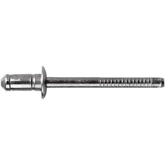 STANLEY Engineered Fastening - Size 6 Dome Head Steel Open End Blind Rivet - Steel Mandrel, 0.0591" to 0.1378" Grip, 3/16" Head Diam, 0.1929" to 0.2008" Hole Diam, 3.2" Body Diam - All Tool & Supply