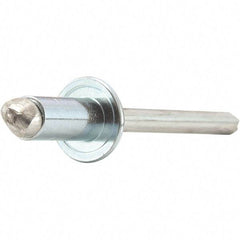 STANLEY Engineered Fastening - Size 5 Dome Head Steel Open End Blind Rivet - Steel Mandrel, 0.126" to 0.187" Grip, 5/32" Head Diam, 0.16" to 0.164" Hole Diam, 0.097" Body Diam - All Tool & Supply