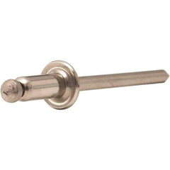 STANLEY Engineered Fastening - Size 5 Dome Head Stainless Steel Open End Blind Rivet - Steel Mandrel, 0.188" to 1/4" Grip, 5/32" Head Diam, 0.16" to 0.164" Hole Diam, 0.097" Body Diam - All Tool & Supply