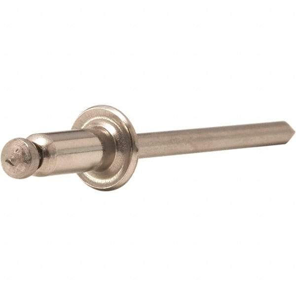 STANLEY Engineered Fastening - Size 5 Dome Head Stainless Steel Open End Blind Rivet - Steel Mandrel, 0.063" to 1/8" Grip, 5/32" Head Diam, 0.16" to 0.164" Hole Diam, 0.097" Body Diam - All Tool & Supply